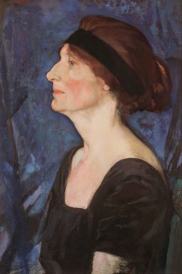 Frederick Horsman Varley, Portrait of Alice Massey, c. 1924–25. Oil on canvas, 61.5 x 41.0 cm. Collection of the Varley Art Gallery of Markham. Purchased by the Varley-McKay Art Foundation of Markham, 2003.3.1