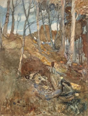 Frederick Horsman Varley, The Hillside, c. 1912. Watercolour with traces of charcoal on paper, 45.9 x 35.0 cm. Collection of the Varley Art Gallery of Markham. Purchased by the Varley-McKay Art Foundation of Markham, 2003.1.1